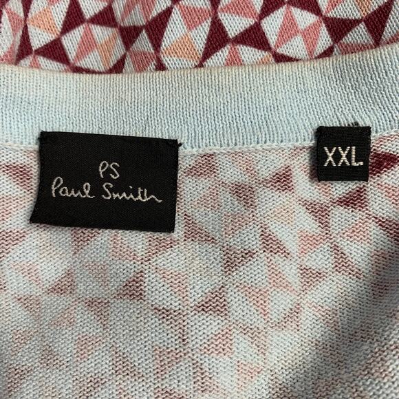 PAUL SMITH Size XXL Light Blue Multi Color Geometric Cotton Pullover - Picture 5 of 7